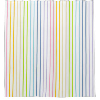 Vertikale umrissene Pastellregenbogen-Streifen Duschvorhang