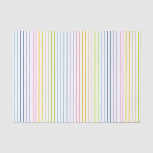 Vertikale umrissene Pastellregenbogen-Streifen Seidenpapier (Vorderseite)