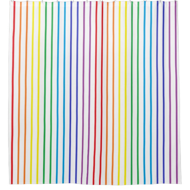 Vertikale umrissene Regenbogen-Streifen Duschvorhang (Vorderseite)