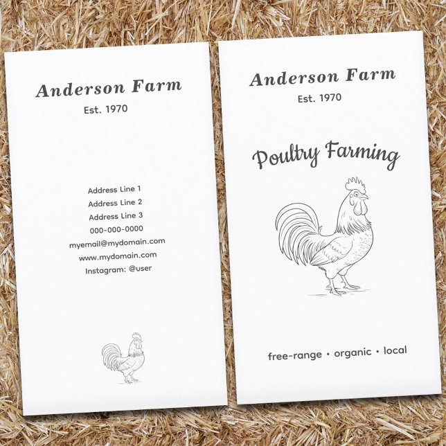 Vertikale Visitenkarte für den Bauernhof (Farm Rooster Vertical Business Card)
