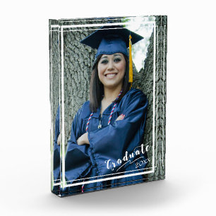 Vertikale, weiße Grenze "Graduate 20xx" 12x18 Fotoblock