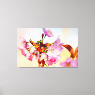 Vertikaler Cluster von Kirschblüten im Garten Leinwanddruck
