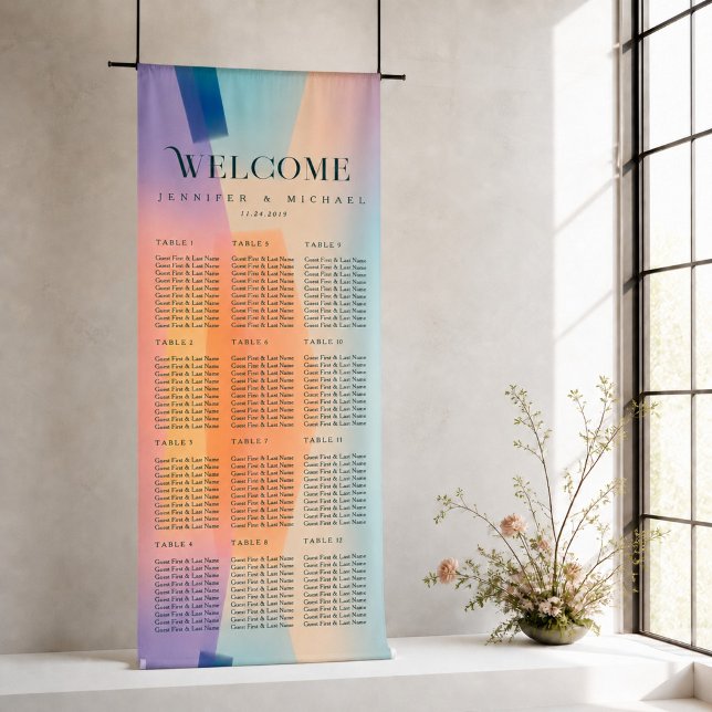 Vertikaler Farbblock-Hochzeits-Sitzplan Banner (Von Creator hochgeladen)