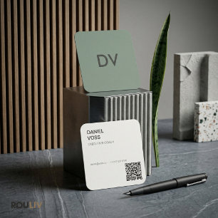 Vertikaler Minimaler Moderner QR-Code   Profession Quadratische Visitenkarte