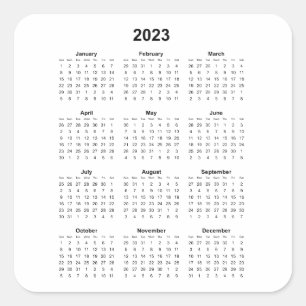 Vertikaler Monatskalender 2023 Quadratischer Aufkleber