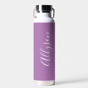 Vertikaler Name in weißer Schrift, Lavendel person Trinkflasche