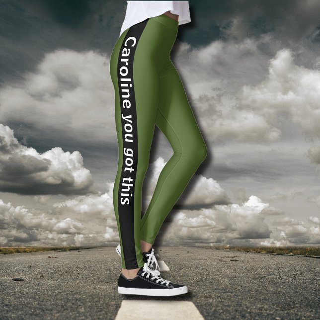 Vertikaler schwarzer Streifen | Text hinzufügen |  Leggings (Von Creator hochgeladen)