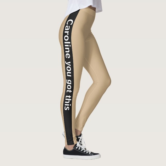 Vertikaler schwarzer Streifen | Text hinzufügen Ta Leggings (Rechts)