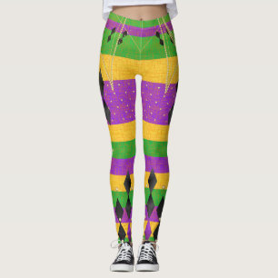 Vertikaler Streifen Diamond Harlequin Mardi Gras F Leggings