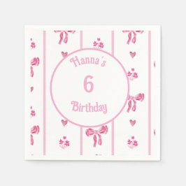 Vertikaler Streifen mit rosa Bow - Preppy-Coquette Serviette