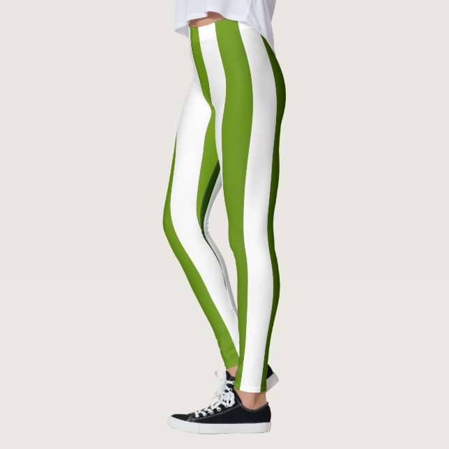 Vertikaler Strickdesigner ~ Grün ~ Weiß ~ Leggings (Links)