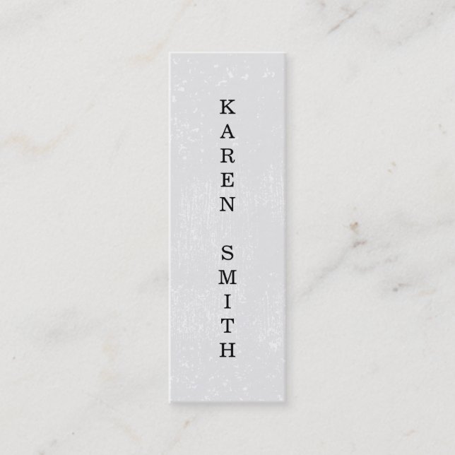 Vertikaler Text Moderner Grunge-Stil Mini Visitenkarte (Vorderseite)