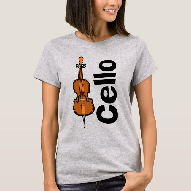 Vertikaler Text von Cello T-Shirt (Vorderseite)
