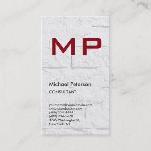 Vertikaler Wall-Effekt Red Monogram Business Card Visitenkarte