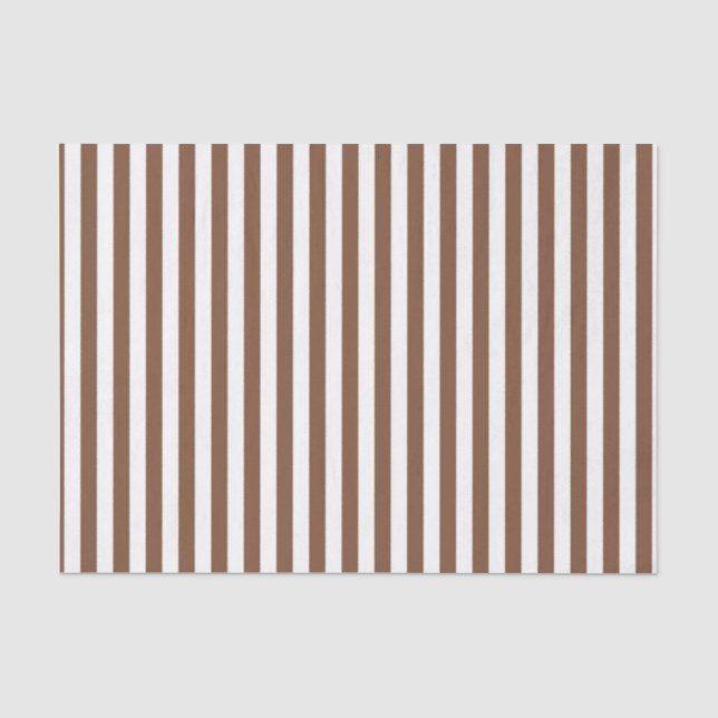 Vertikales Brown und weiße Streifen Seidenpapier (Vorderseite)
