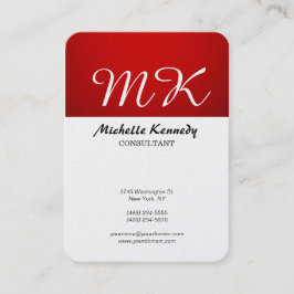 Vertikales Chubby Red Strip Weißes Pinselskript Visitenkarte