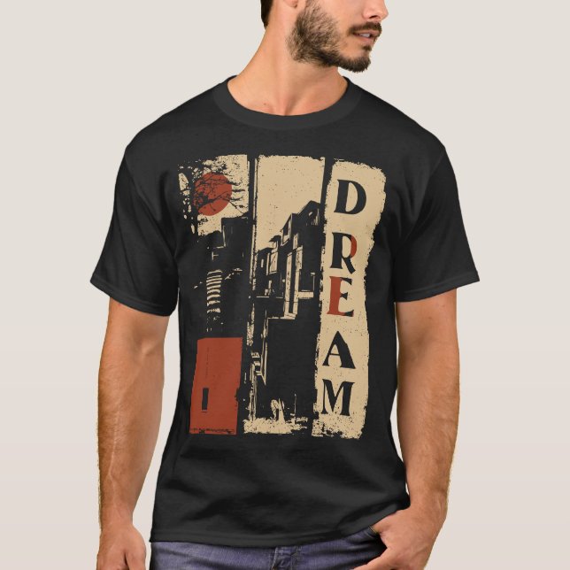 Vertikales Dream Typografy Surreal Design T-Shirt (Vorderseite)