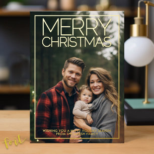 Vertikales Foto Frohe Weihnachten Wüsten grün Gold Folien Feiertagskarte