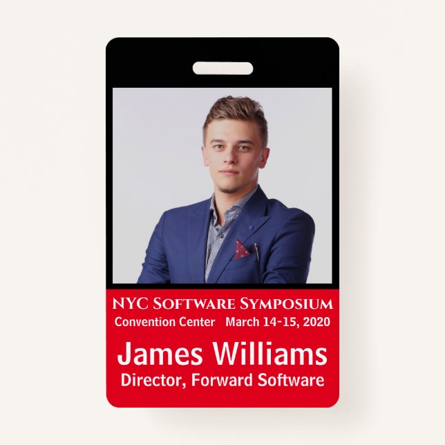 Vertikales Foto-ID-Ereignis Ausweis (Vorderseite)