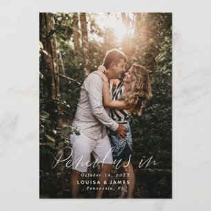 Vertikales Foto Save the Date mit Handschrift Einladung
