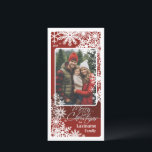 Vertikales Foto - Schnee lassen - Burgund Feiertagskarte<br><div class="desc">Passen Sie dies mit 1 vertikalem / portrait Foto,  Ihrem Familiennamen und dem aktuellen Jahr an.</div>