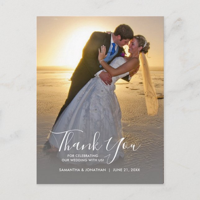 Vertikales Foto und kalligraphische Hochzeit Viele Postkarte (Vorderseite)