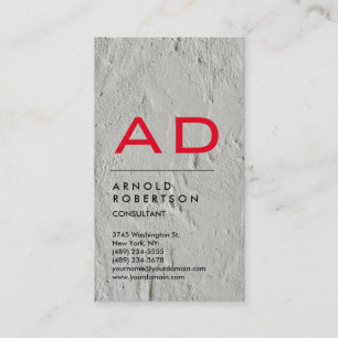 Vertikales Grau-Wand Trendy Red Monogram Visitenkarte