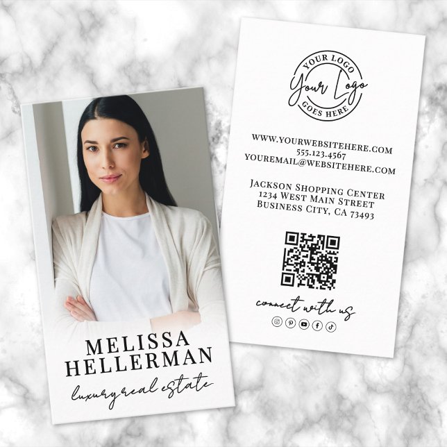 Vertikales Logo für QR-Unternehmen mit beruflichem Visitenkarte (Professional Photo QR Code Company Logo Vertical Business Card)
