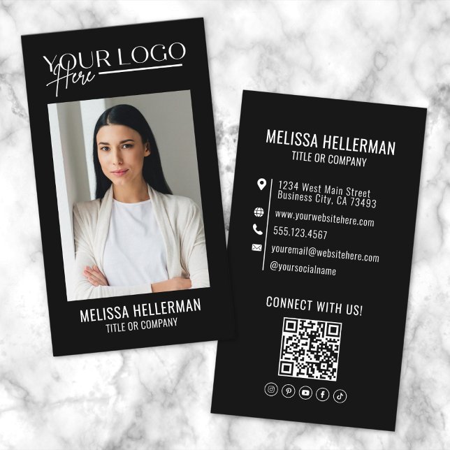 Vertikales Logo für QR-Unternehmen mit beruflichem Visitenkarte (Professional Photo QR Code Company Logo Vertical Business Card)