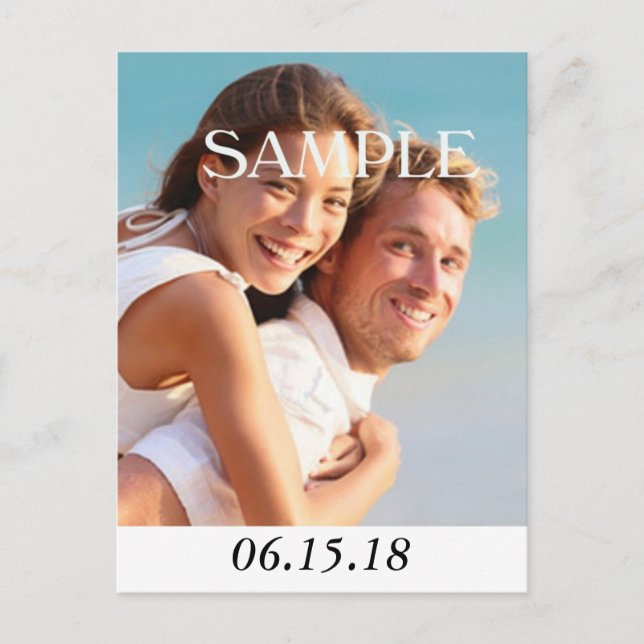 Vertikales modernes Foto Save the Date Hochzeit Ankündigungspostkarte (Vorderseite)