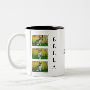 Vertikales Pet-Memorial-Layout mit Foto-Trio Zweifarbige Tasse