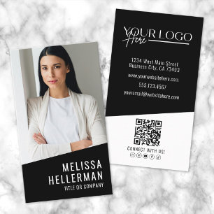 Vertikales QR-Logo für zeitgenössisches Foto Visitenkarte
