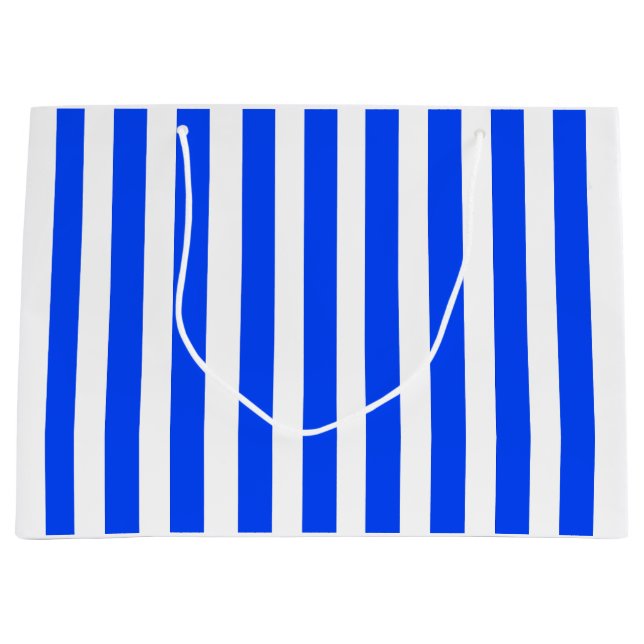 Vertikales Stricksegler Blau- und Weißmuster Große Geschenktüte (Vorderseite)