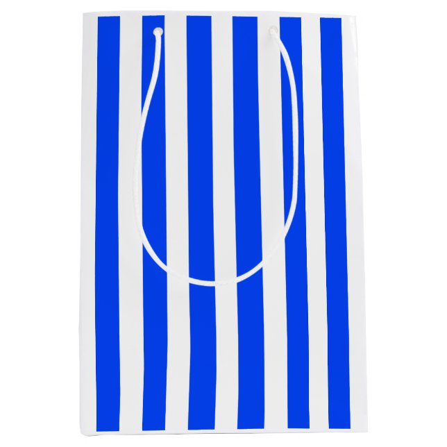 Vertikales Stricksegler Blau- und Weißmuster Mittlere Geschenktüte (Vorderseite)