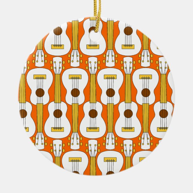 Vertikales Ukulele-Muster Keramik Ornament (Vorne)