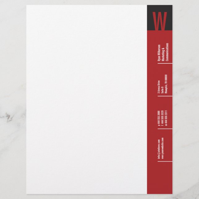 Vertikalität Kardinalrot Monogramm Briefkopf (Vorderseite)