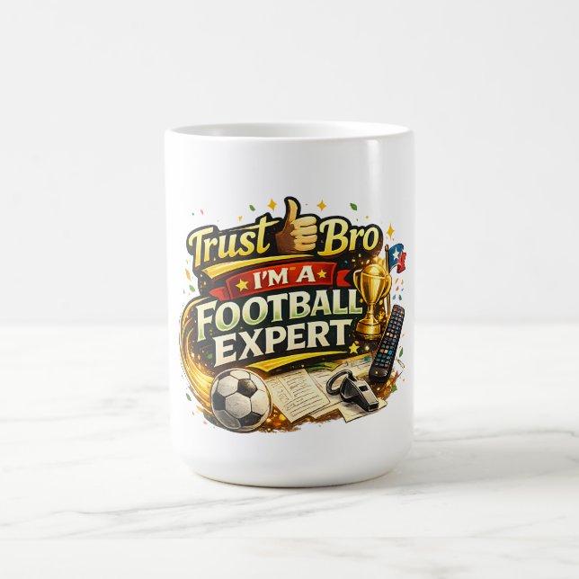 Vertrau mir Bruder ich bin ein Fußball Experte Lus Kaffeetasse (Mittel)