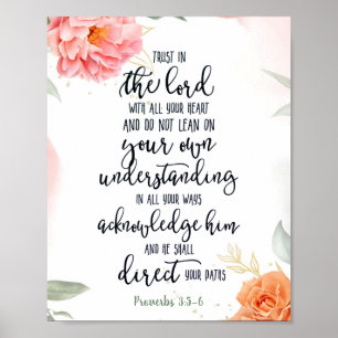 Vertraue auf den Herrn floral Poster