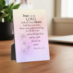 Vertraue auf den Herrn Florale Wasserfarbe Schrift Fotoplatte