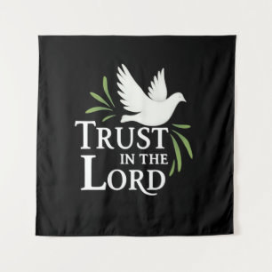 Vertraue auf den Herrn Weiße Taube Christliche Fla Wandteppich
