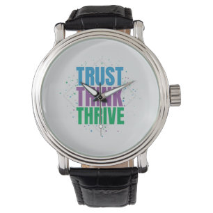 Vertraue, Denke, Gewinne – Motivationszitat-Design Armbanduhr