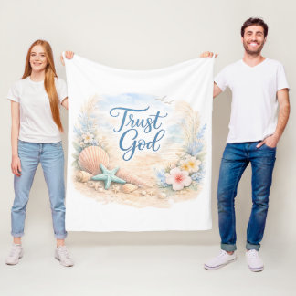 "Vertraue Gott" Küstenstrand Wasserfarbe Christlic Fleecedecke