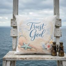"Vertraue Gott" Küstenstrand Wasserfarbe Christlic