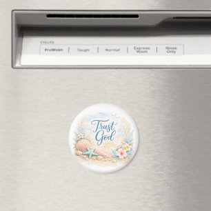 "Vertraue Gott" Küstenstrand Wasserfarbe Christlic Magnet