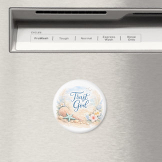 "Vertraue Gott" Küstenstrand Wasserfarbe Christlic Magnet