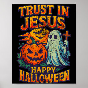 Vertraue in Jesus Niedlich Christlich Retro Hallow Poster