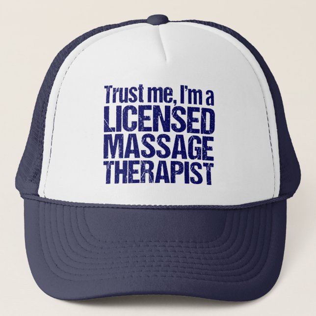 Vertraue mir, dass ich ein lizenzierter Massagethe Truckerkappe (Vorderseite)