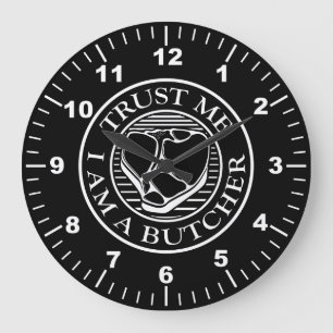 Vertraue mir, ich bin ein Butcher-T-Bone Große Wanduhr