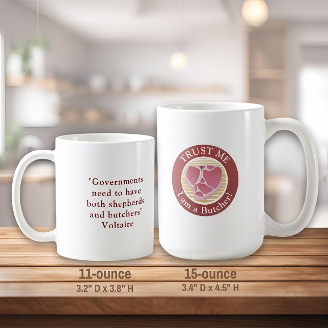 Vertraue mir, ich bin ein Metzger Kaffeetasse (Von Creator hochgeladen)