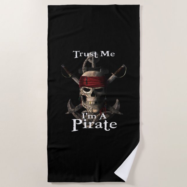 Vertraue mir, ich bin ein Piratenschädel und Schwe Strandtuch (Vorderseite)